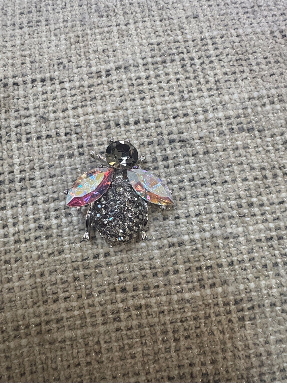 Crystal Bee Brooch - Iridescent Pink and Silver Accent